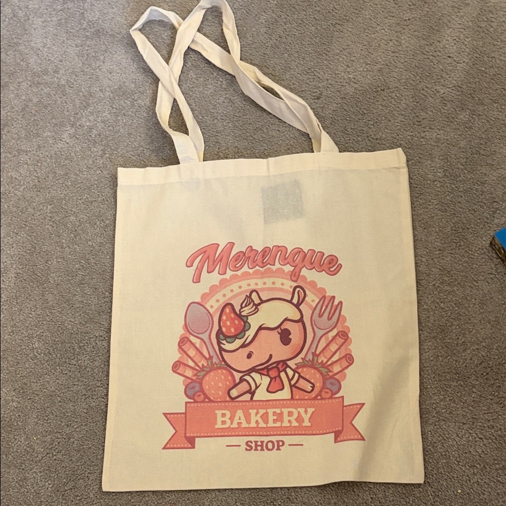Animal Crossing Cream Tote Bag with Unicorn Bakery Design Kawaii